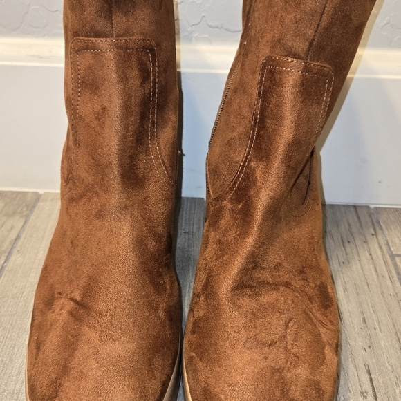 BP Keyla Platform Bootie in Tan Chestnut Multi Sizes - Picture 3 of 11